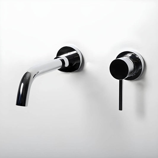 Modern brass wall mounted faucet in chrome finish