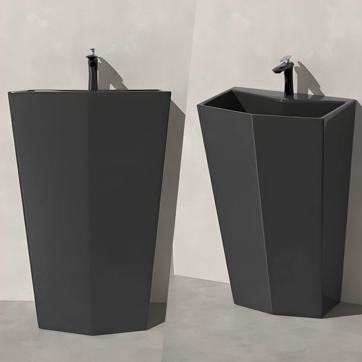 Modern Ceramic Pedestal Sink in Black