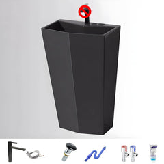 Modern Ceramic Pedestal Sink in Black