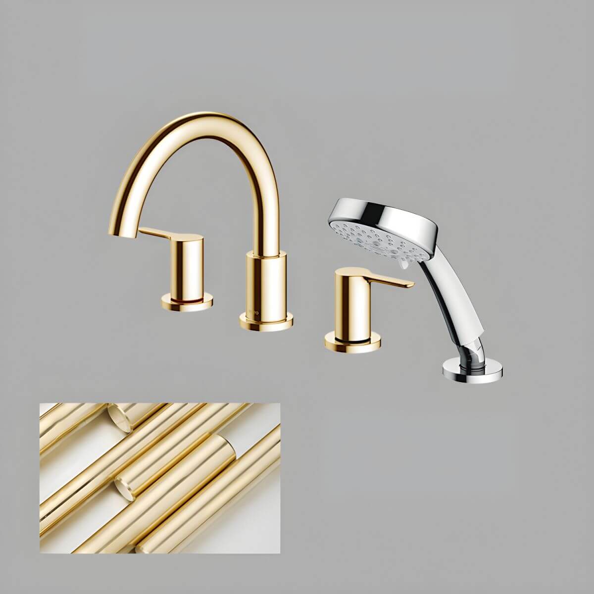 Four hole bathtub faucet configuration