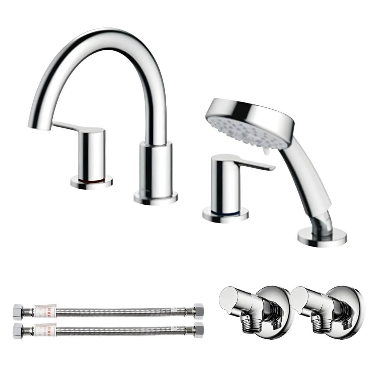 Sleek chrome bathtub faucet features