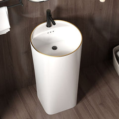 Modern circular vitreous china sink in white