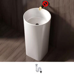 Pedestal sink showcasing pop-up drain