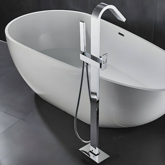 Stylish chrome freestanding bathtub faucet