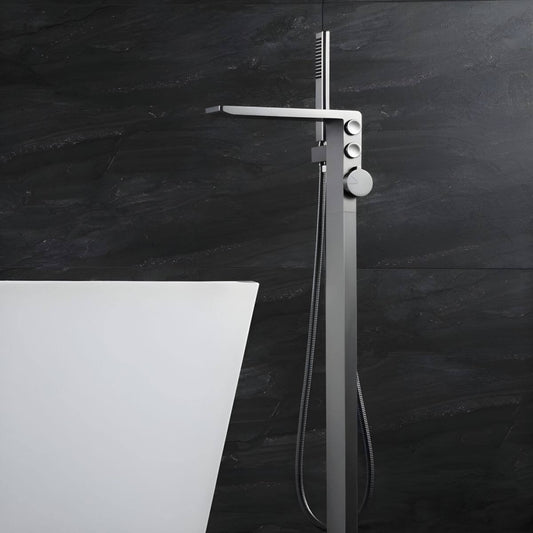 Free standing bathtub faucet in gun grey