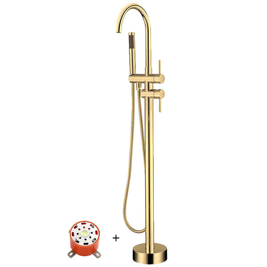 Copper free standing bathtub faucet with hand shower and scratch resistant valve