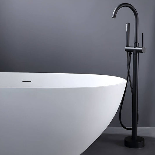 Elegant gooseneck design of the free standing bathtub faucet