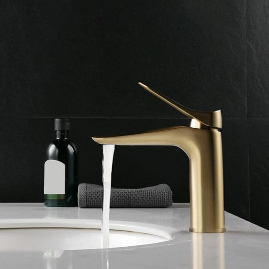 Modern Copper Lever Handle Touch Faucet Gold Finish