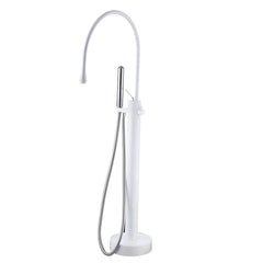 Silver free-standing bathtub faucet with elegant design