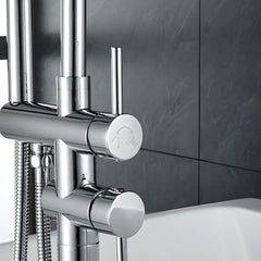 Silver plated copper bathtub faucet in a bathroom setting