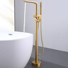 modern floor mounted copper bathtub faucet