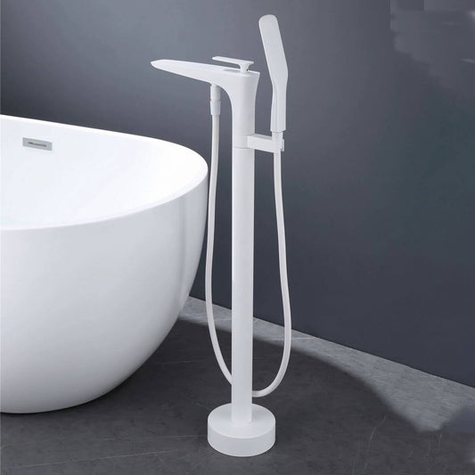 Modern floor-mounted faucet with swivel spout