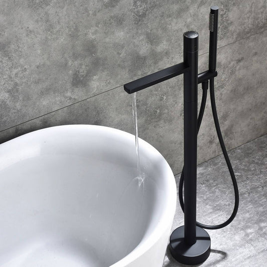 Modern black bathtub faucet with hand shower