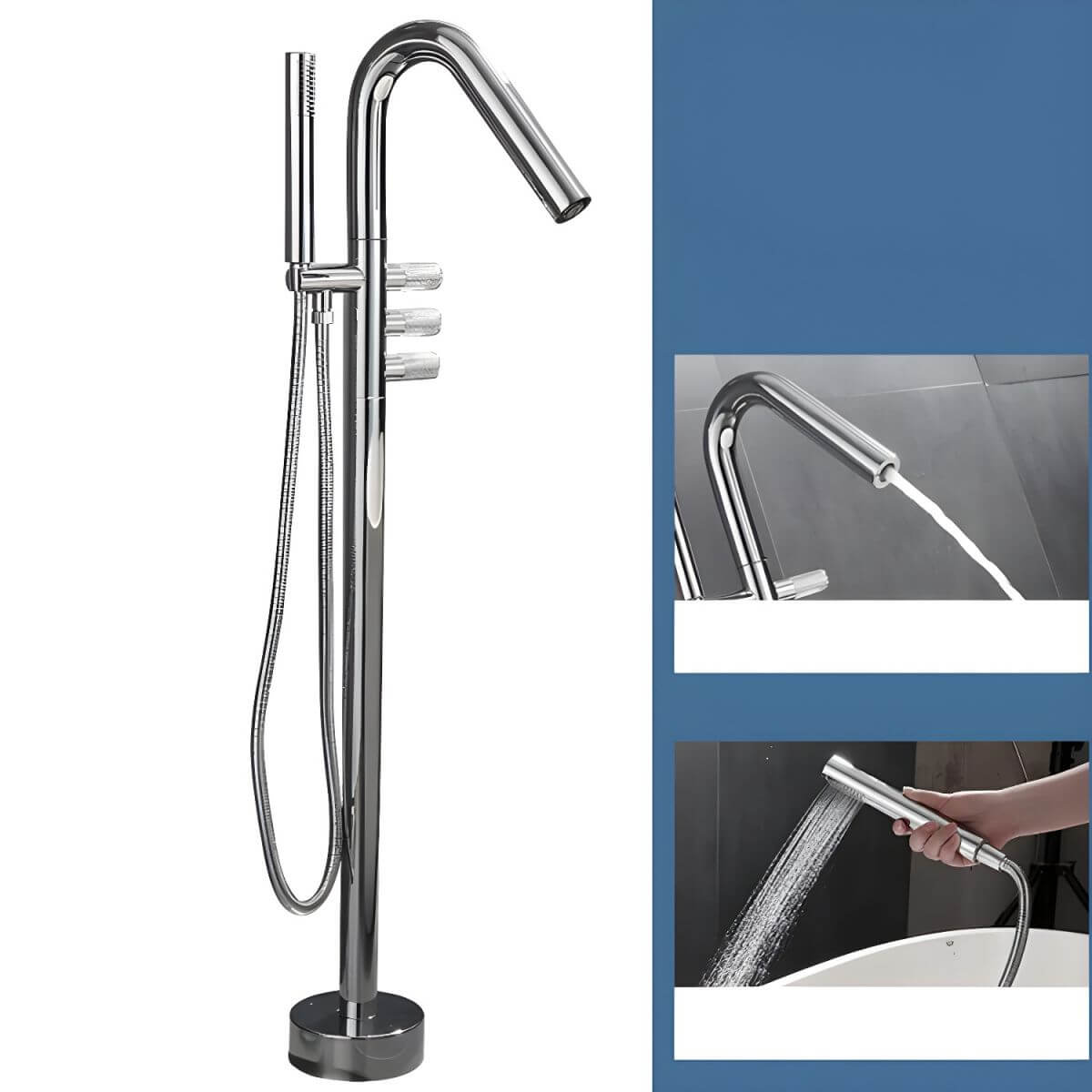 modern free standing bathtub faucet gold