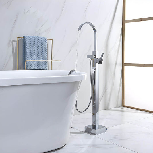 Modern free standing bathtub faucet chrome