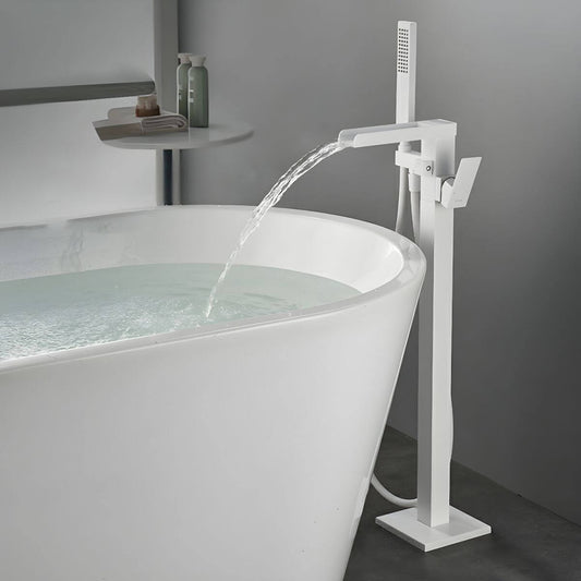 Modern free standing bathtub faucet in white