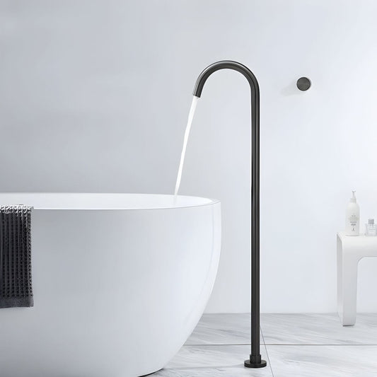 Modern free standing bathtub faucet in black finish