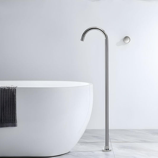 Free standing bathtub faucet with waterfall spout chrome