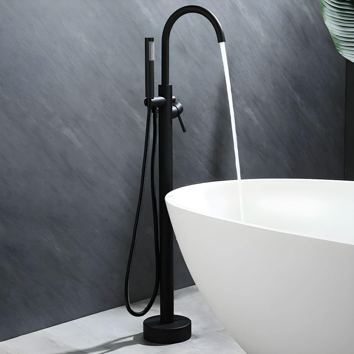 Modern copper bathtub faucet in black finish