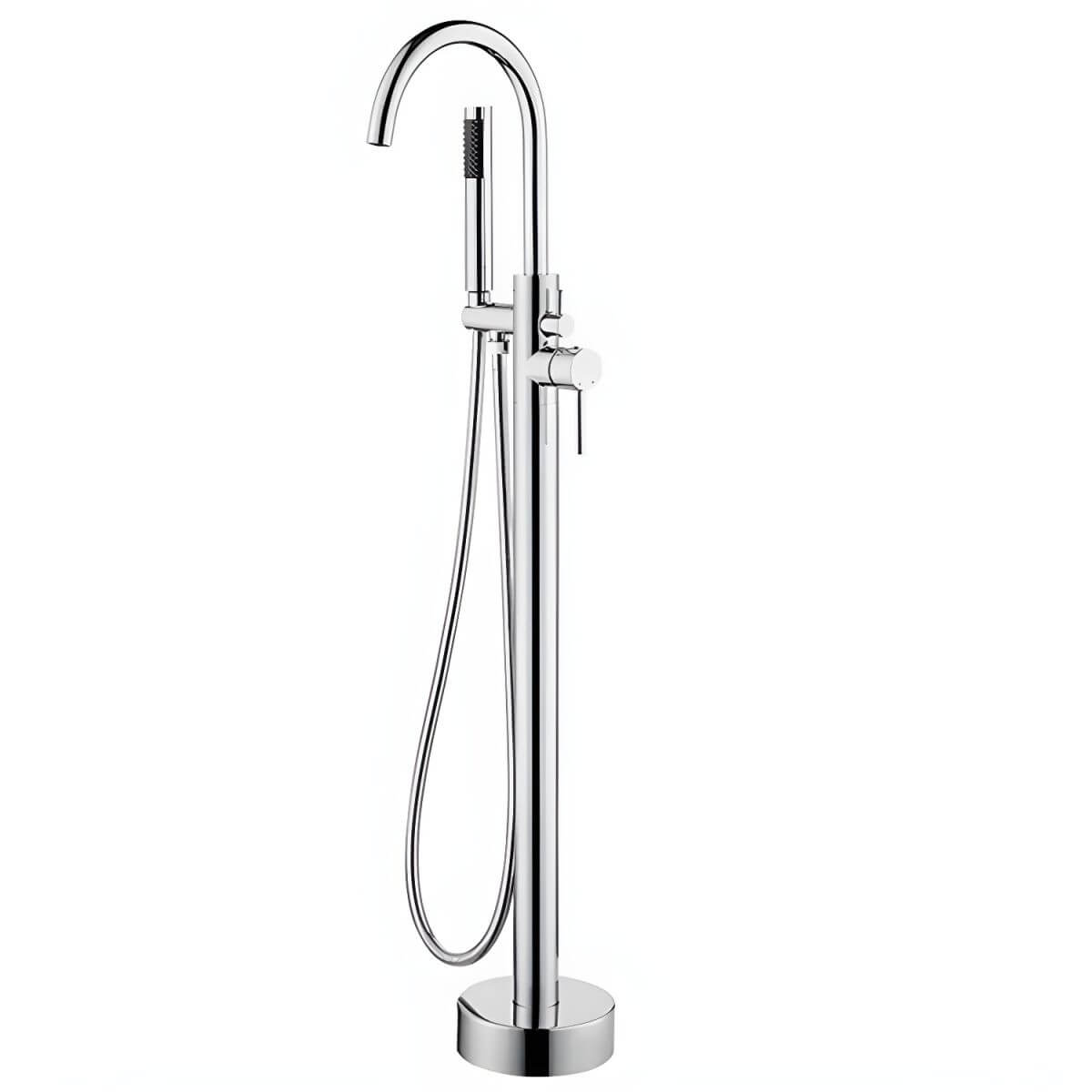 Free standing bathtub faucet with hand shower