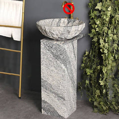 square marble sink with pop-up drain