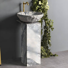 square marble sink with pop-up drain