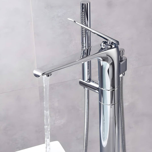 Copper free standing bathtub faucet with hand shower