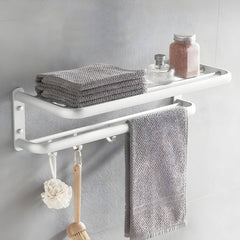 Black towel rack in modern bathroom