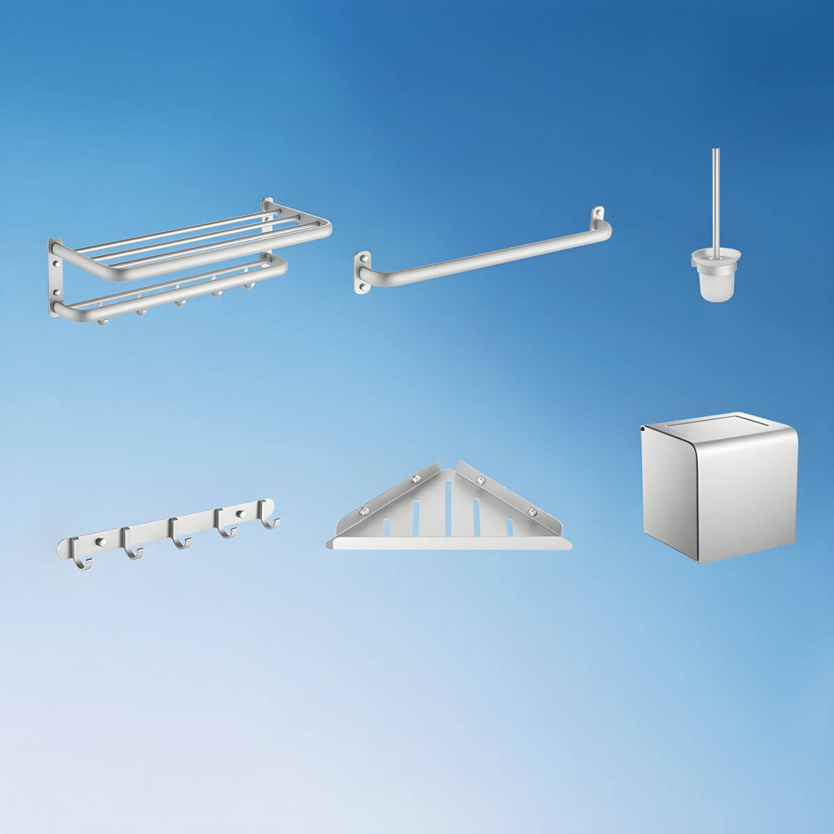 Modern Metal Bathroom Hardware Set 6-Piece