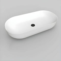 Matte White oval sink with elegant faucet