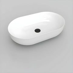 Modern Oval Ceramic Vessel Sink in Matte White