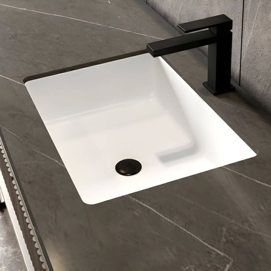 Modern Rectangular Ceramic Undermount Sink - Matte White Finish