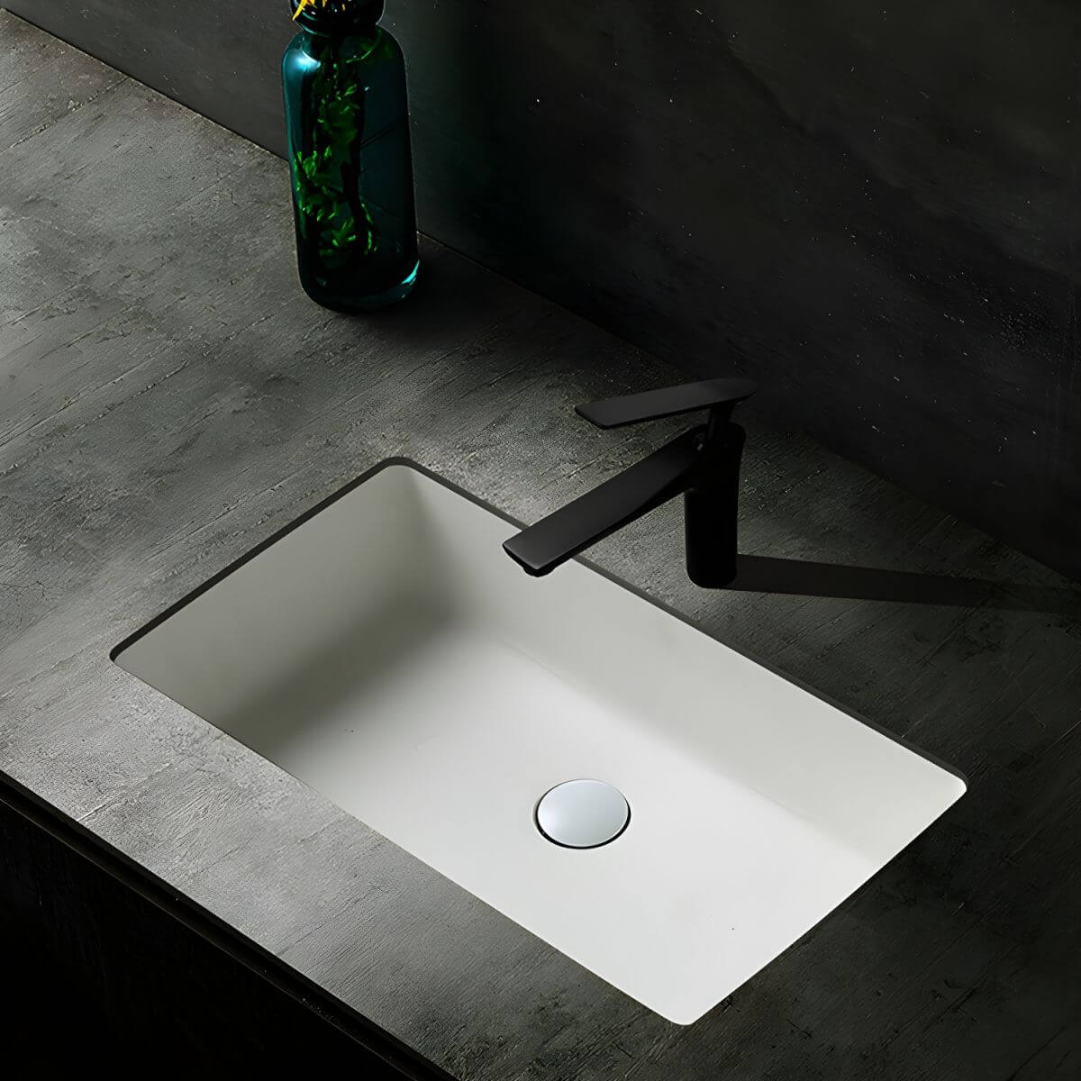 Modern Rectangular Ceramic Undermount Sink - Matte White Finish