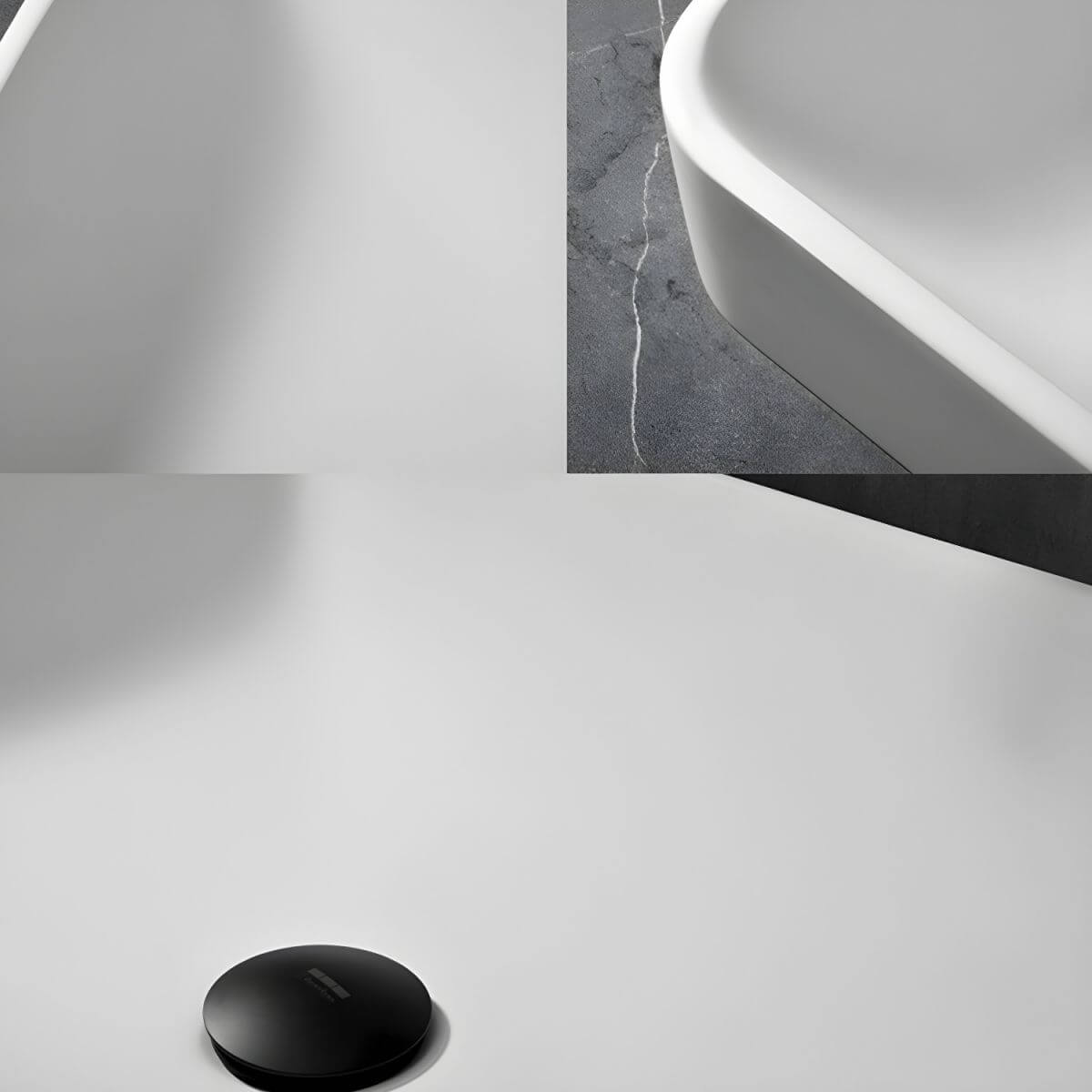 Close-up of Rectangular Ceramic Sink Details