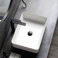 Modern Rectangular Ceramic Vessel Sink Matte White