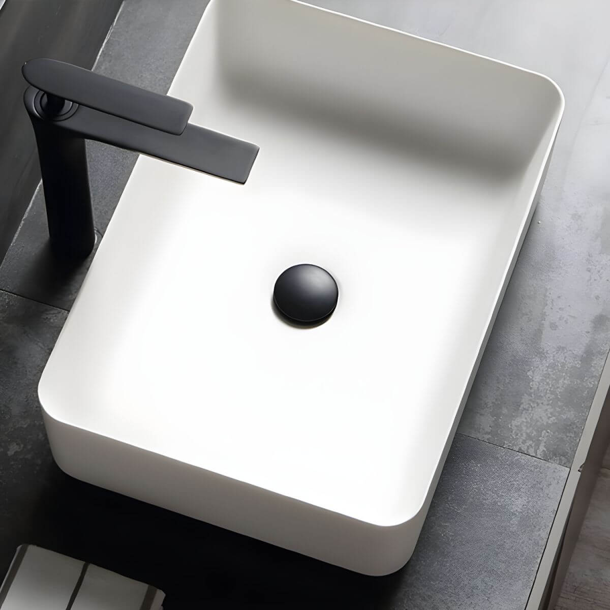 Rectangular Vessel Sink on Countertop