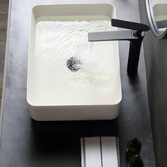 Modern Rectangular Ceramic Vessel Sink Matte White