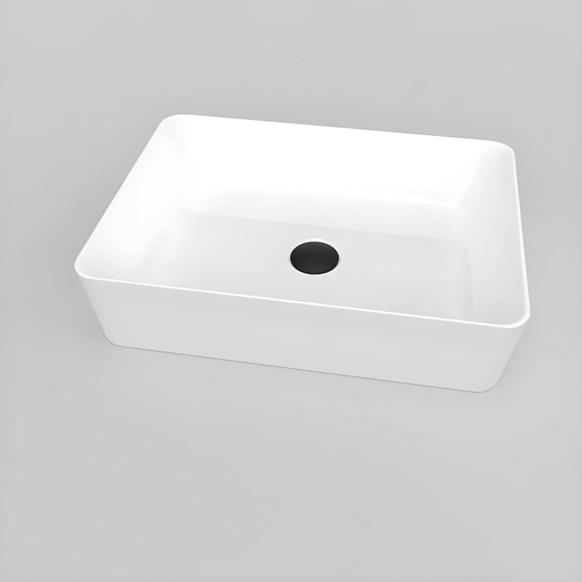 Modern Rectangular Ceramic Vessel Sink Matte White