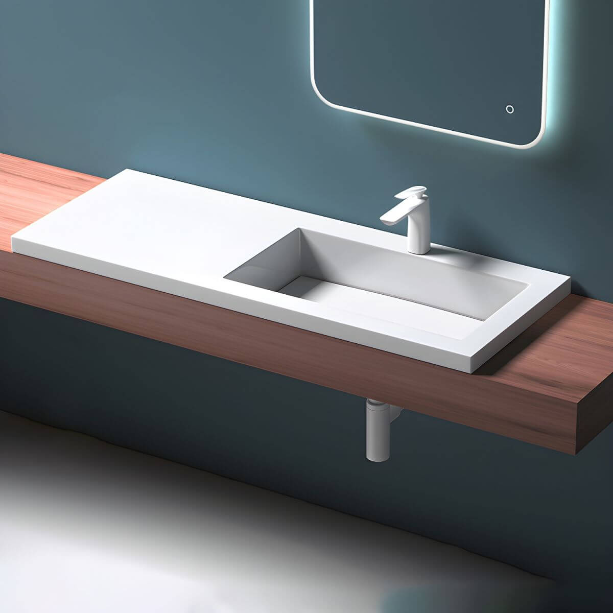 Modern Rectangular Engineered Stone Drop-In Sink