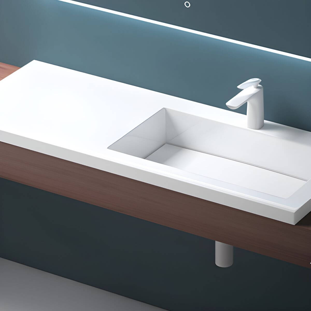 Modern Rectangular Engineered Stone Drop-In Sink