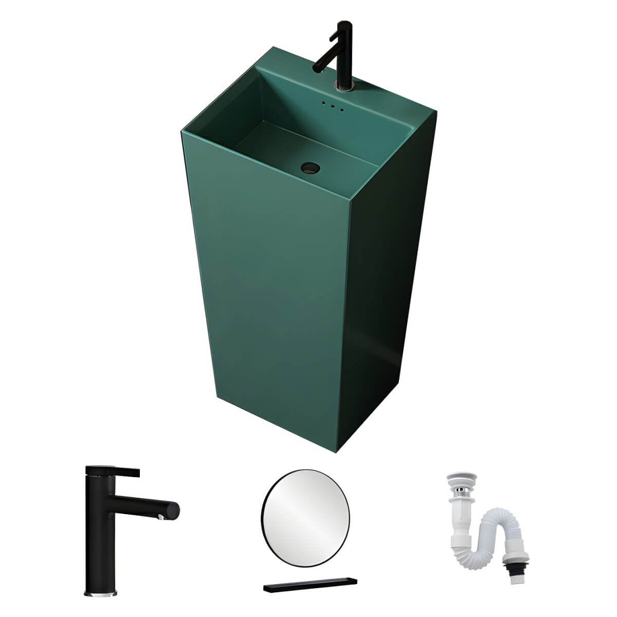 Blackish Green Bathroom Sink with Stain-Resistant Finish