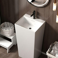 Grey Vitreous China Bathroom Sink with Overflow Hole