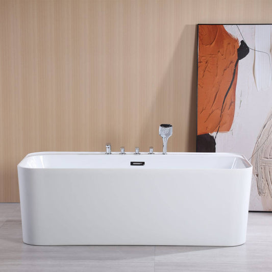 Modern freestanding bathtub in a bathroom setting