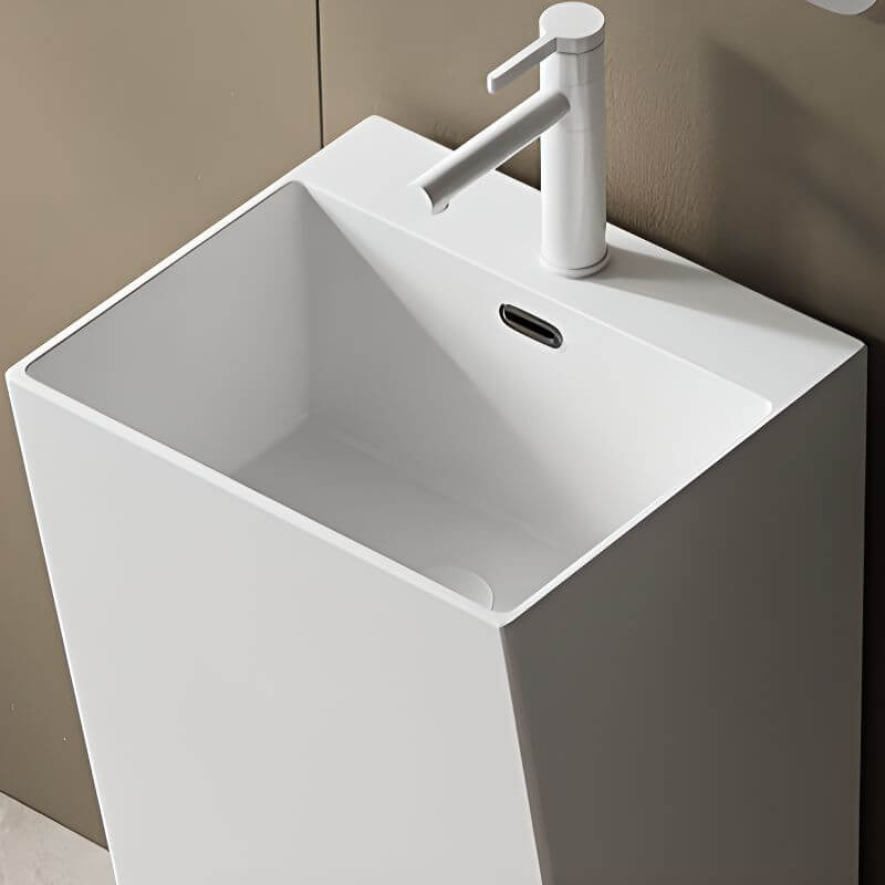 Ceramic bathroom sink with supply line