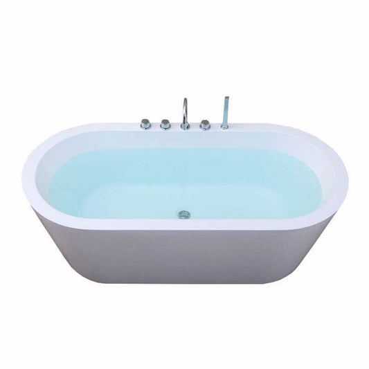 Freestanding white soaking bathtub