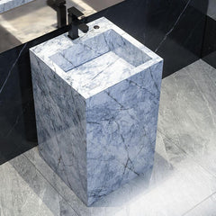 Contemporary square design of the pedestal sink