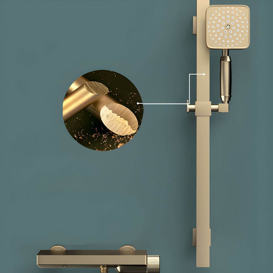 Copper finish bathtub faucet with hand shower