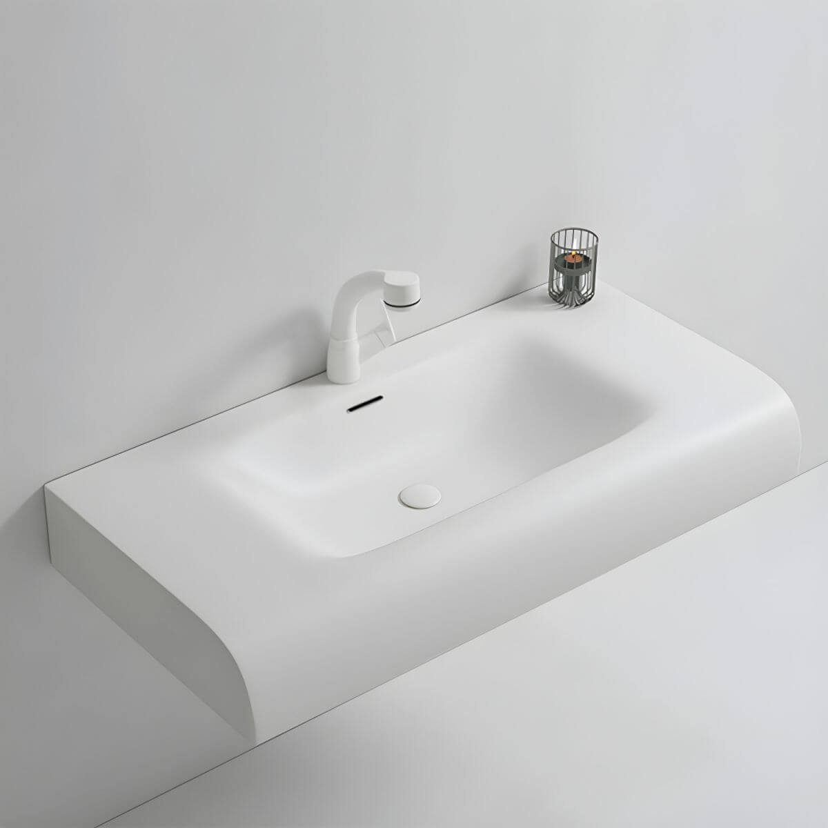 Fade-resistant white bathroom sink