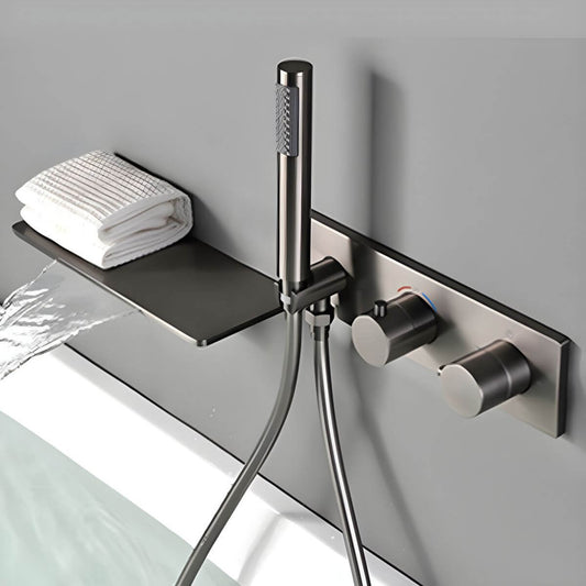 Wall-mounted bathtub faucet in black finish