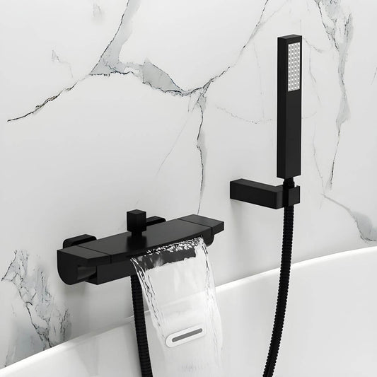 modern wall-mounted bathtub faucet in chrome